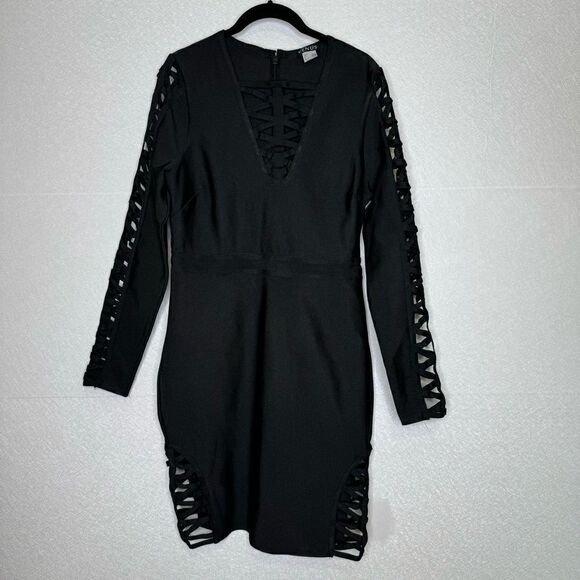 Venus Laci Bandage Cutout Long Sleeve Bodycon Dress L - Picture 2 of 6